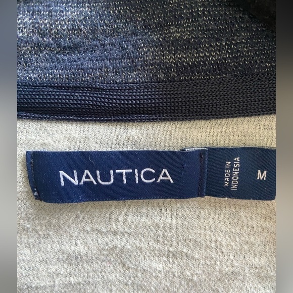 Nautica Navy Collar Quarter Button Up Sweater with Side Seam Pockets Size Medium - Picture 5 of 5